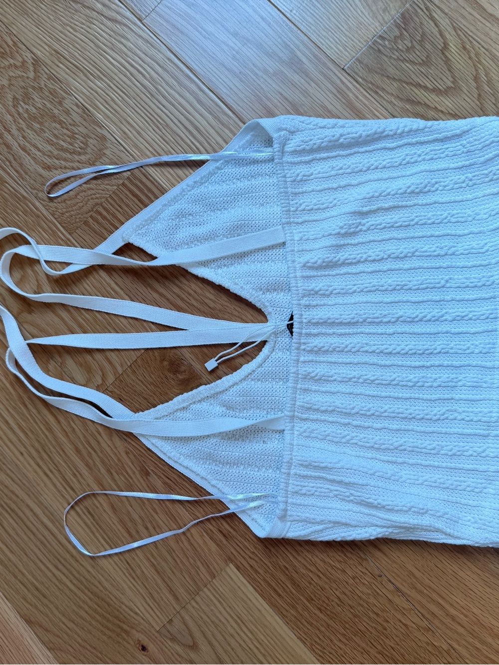 Zara White Ribbed Strappy Knit Crop Top - Picture 4 of 4